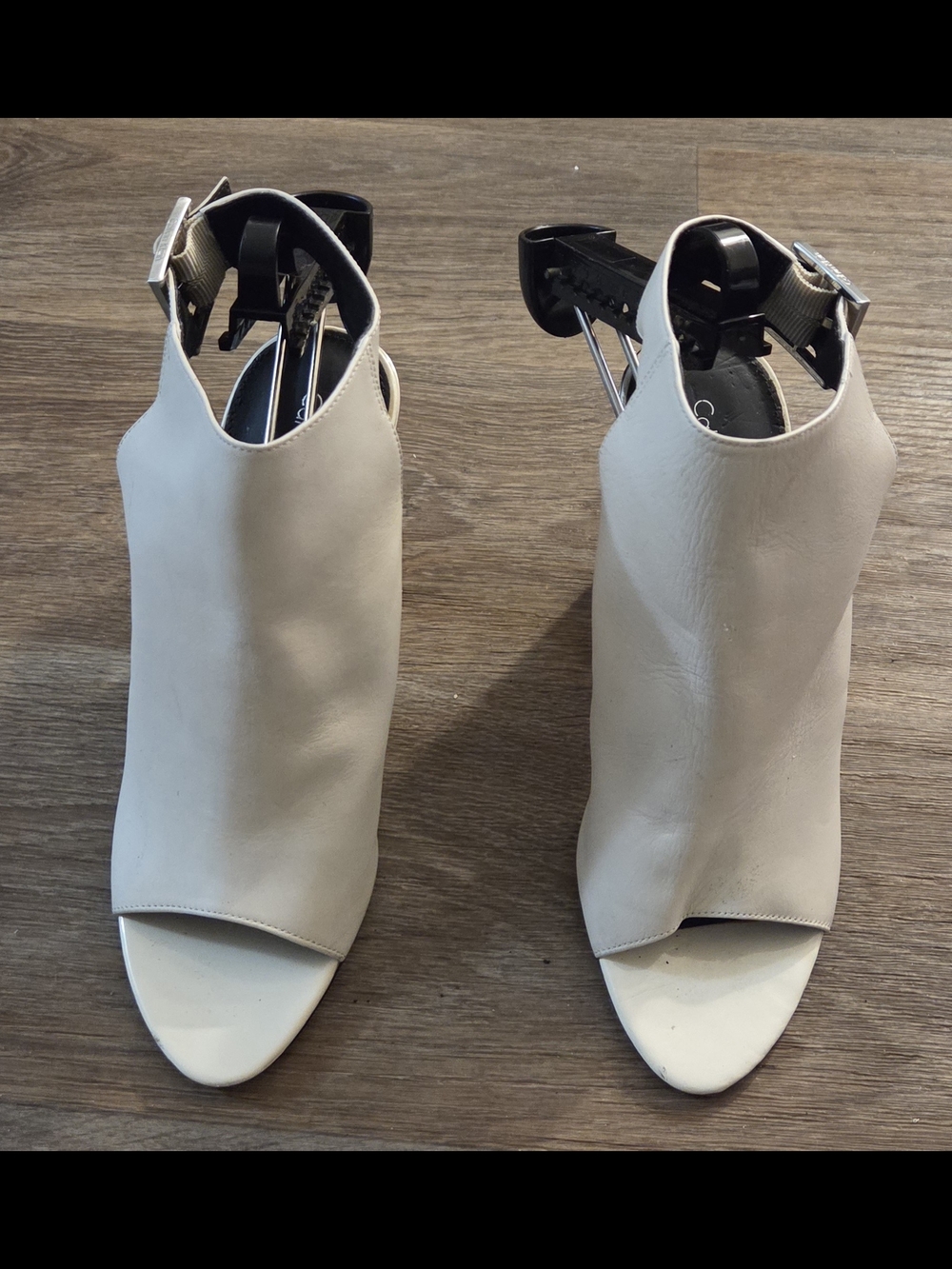 Women's Open-Toe Ankle Booties in Light Beige